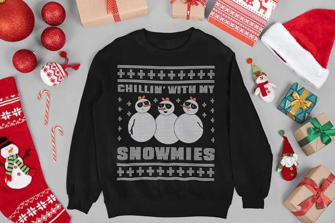 chlling with my snowmies Ugly Christmassweater