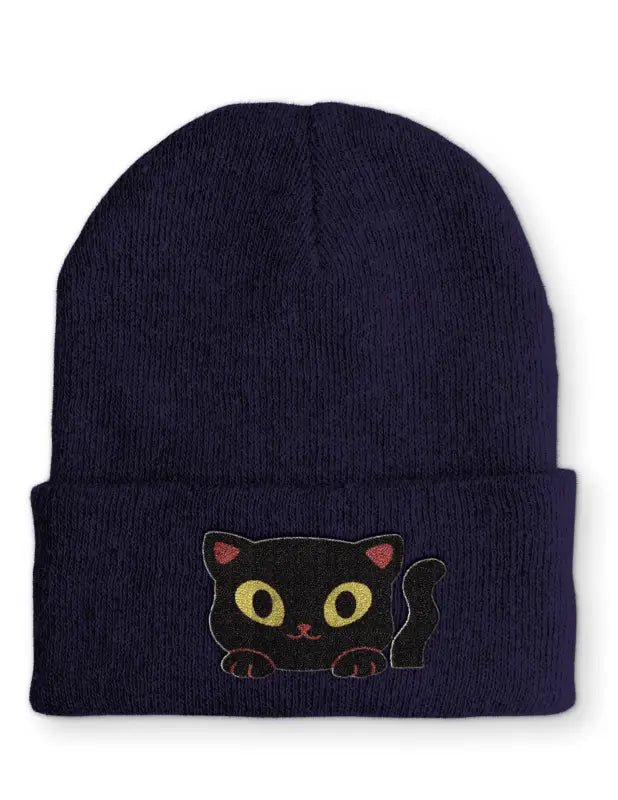 Cute Cat Statement Beanie Mütze mit Spruch - Navy