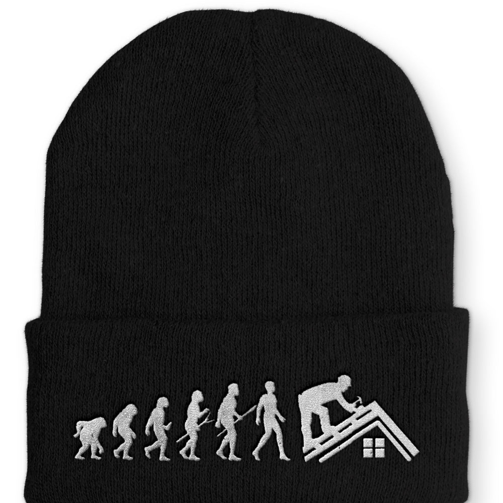 Dachdecker Evolution Statement Beanie Mütze mit Spruch - Black - Mütze