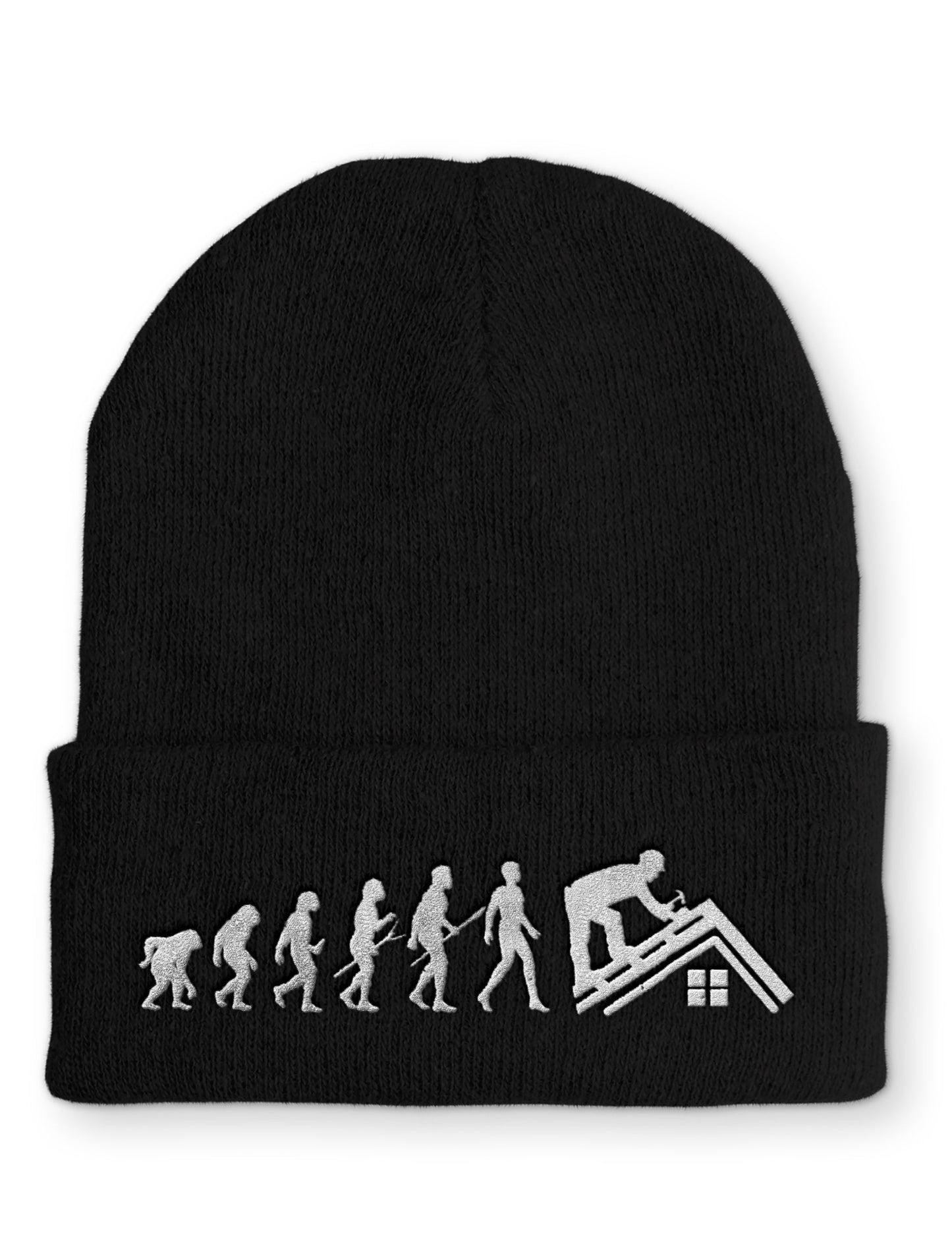 Dachdecker Evolution Statement Beanie Mütze mit Spruch - Black - Mütze