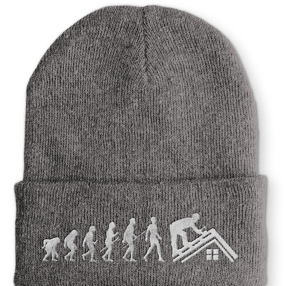 Dachdecker Evolution Statement Beanie Mütze mit Spruch - Grey - Mütze