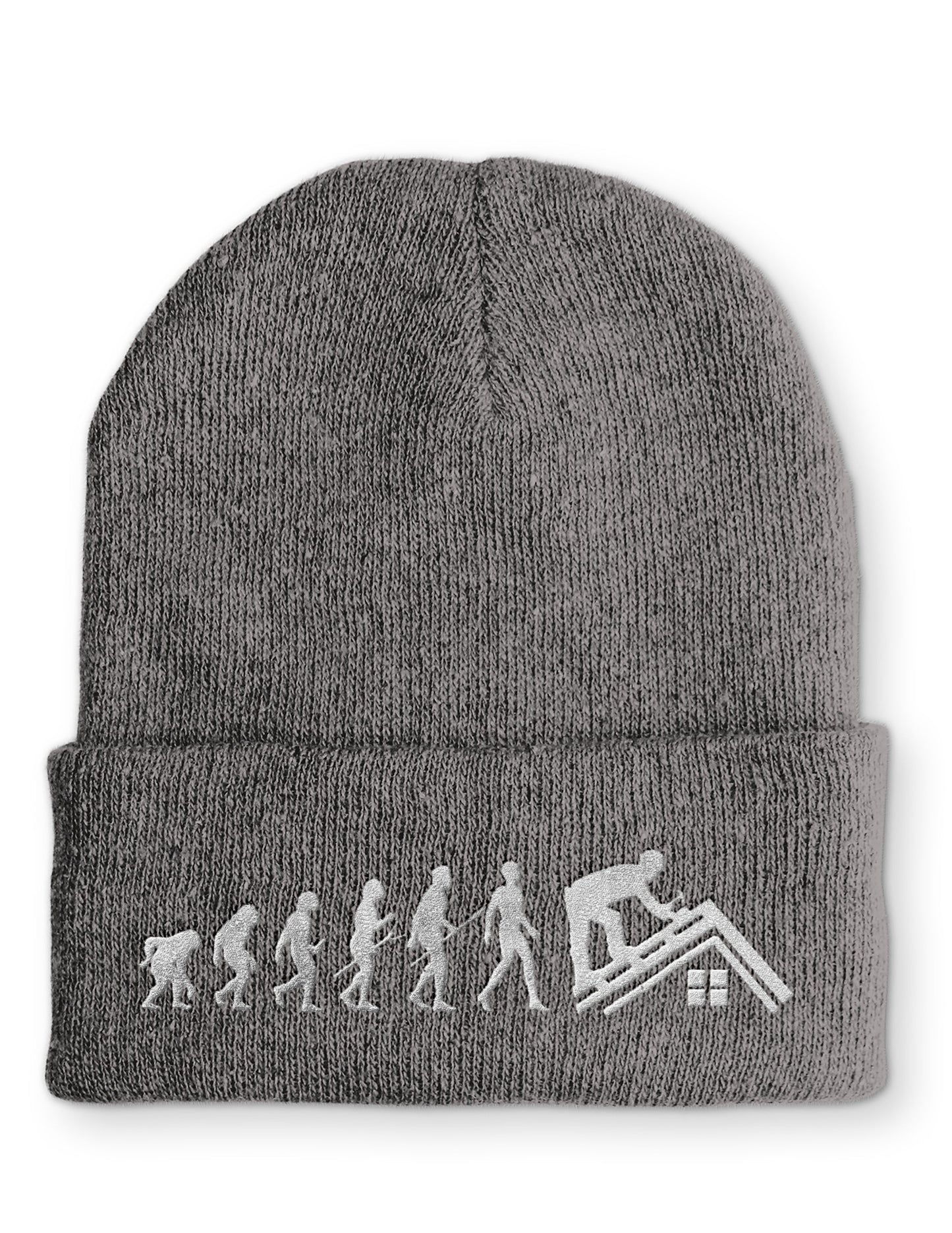 Dachdecker Evolution Statement Beanie Mütze mit Spruch - Grey - Mütze