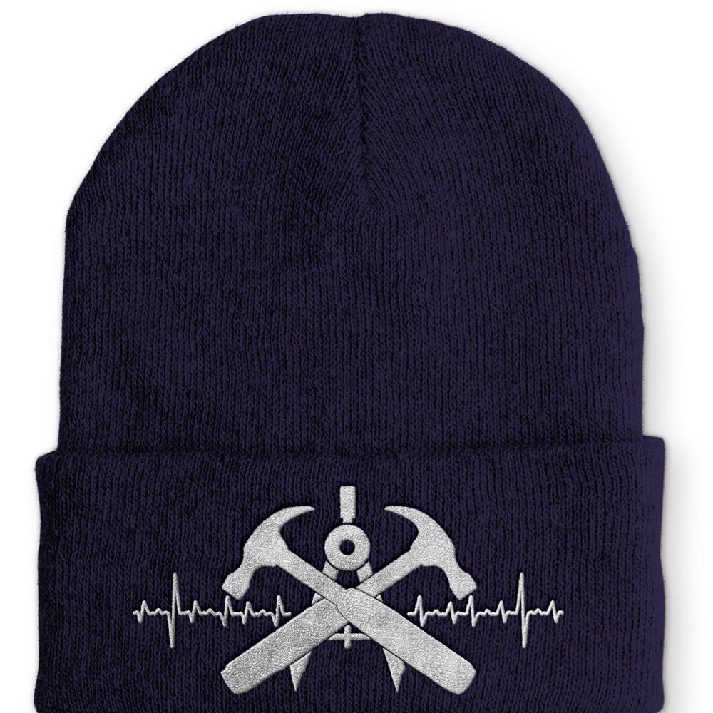 Dachdecker Herzschlag Statement Beanie Mütze mit Spruch - Navy - Mütze