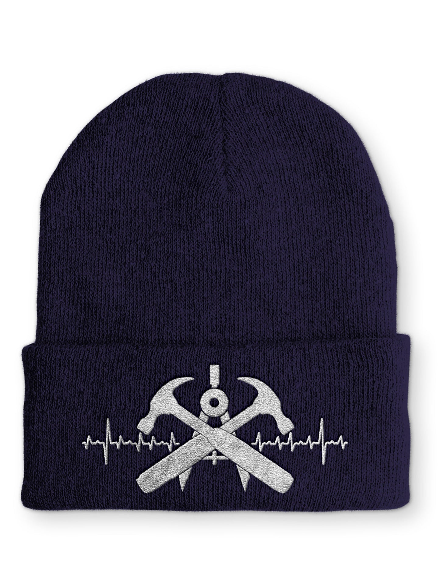 Dachdecker Herzschlag Statement Beanie Mütze mit Spruch - Navy - Mütze