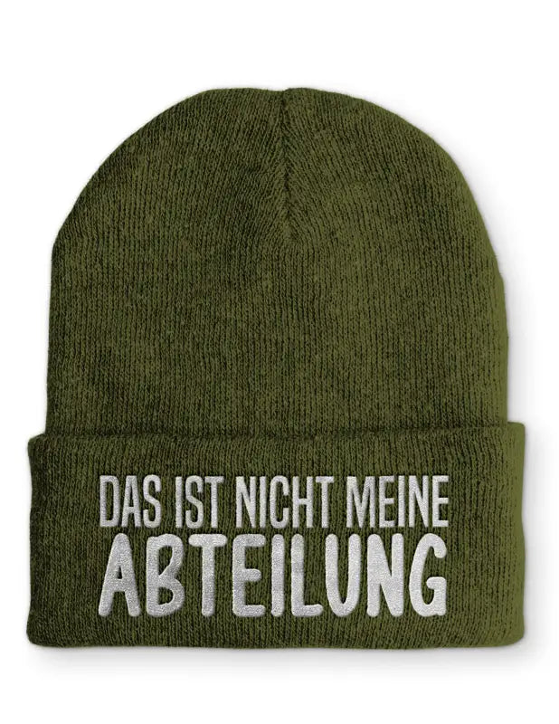 
                      
                        Das ist nicht meine Abteilung Statement Beanie Mütze mit Spruch - Olive
                      
                    