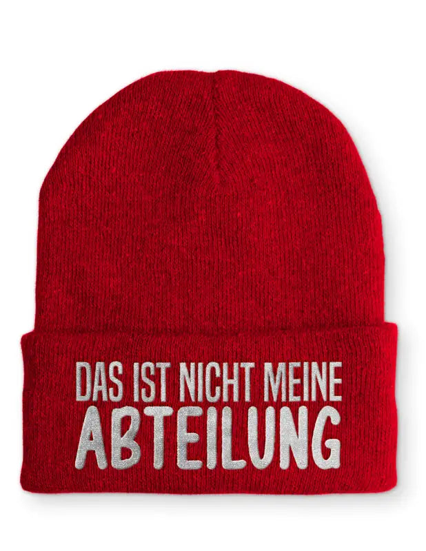 
                      
                        Das ist nicht meine Abteilung Statement Beanie Mütze mit Spruch - Rot
                      
                    