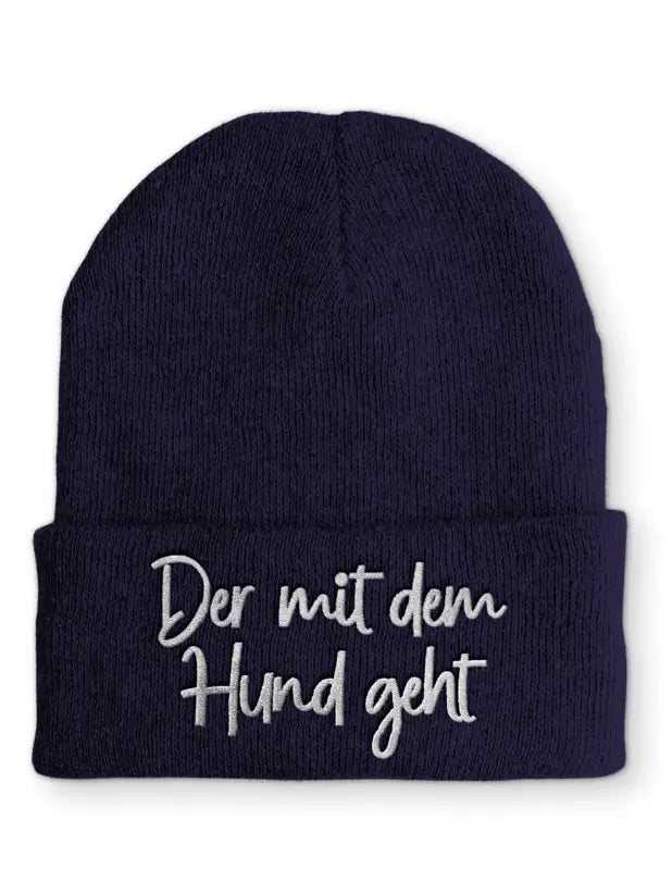 
                      
                        Der mit dem Hund geht Statement Beanie Mütze Spruch - Navy
                      
                    