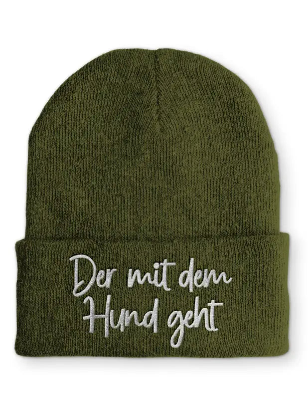 
                      
                        Der mit dem Hund geht Statement Beanie Mütze Spruch - Olive
                      
                    