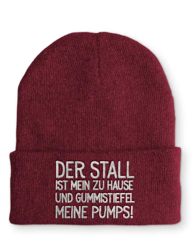 
                      
                        Der Stall ist mein zu Hause Statement Beanie Mütze mit Spruch - Bordeaux
                      
                    