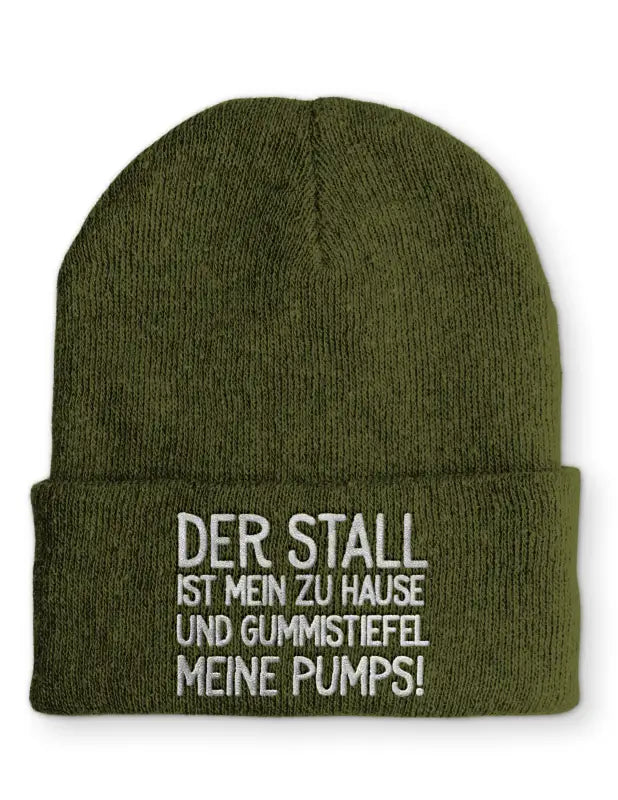 
                      
                        Der Stall ist mein zu Hause Statement Beanie Mütze mit Spruch - Olive
                      
                    