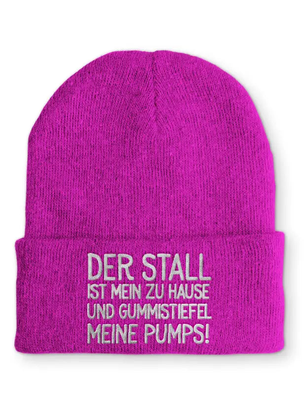 Der Stall ist mein zu Hause Statement Beanie Mütze mit Spruch - Pink