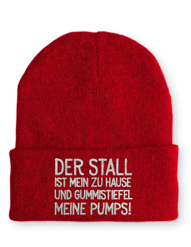 
                      
                        Der Stall ist mein zu Hause Statement Beanie Mütze mit Spruch - Rot
                      
                    