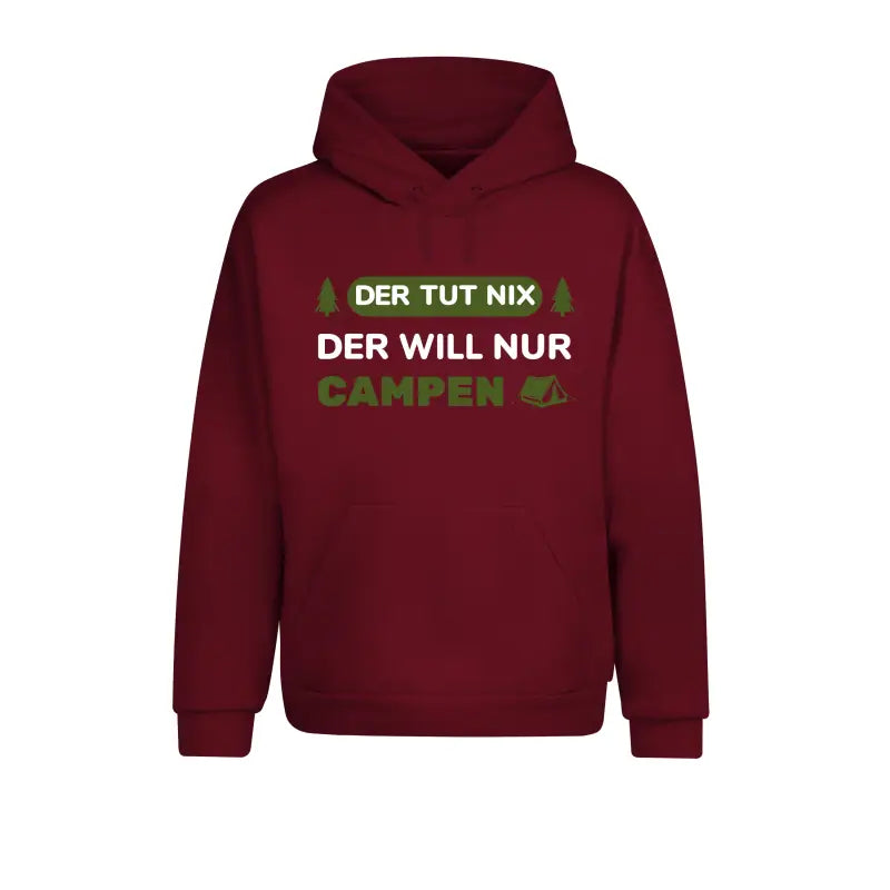 Der tut nix will nur campen Statement Hoodie Unisex - XS / Burgundy