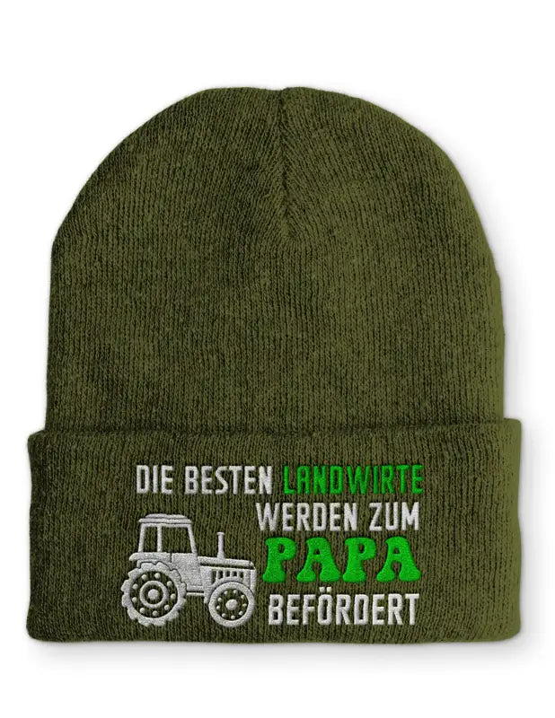 
                      
                        Die besten Landwirte werden zum Papa befördert Statement Beanie Mütze mit Spruch - Olive
                      
                    