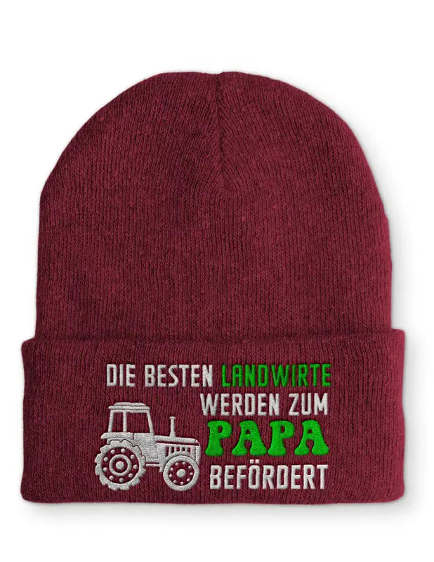 
                      
                        Die besten Landwirte werden zum Papa befördert Statement Beanie Mütze mit Spruch - Bordeaux
                      
                    