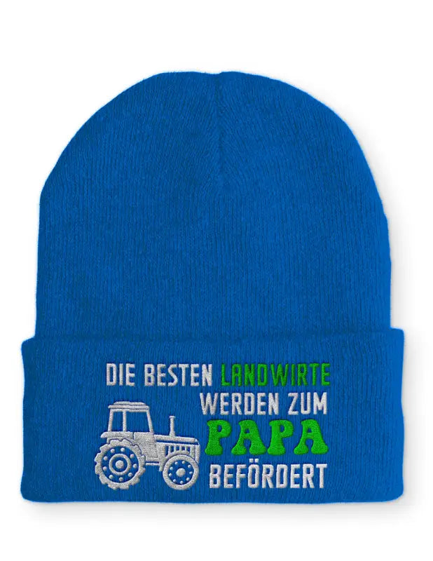 
                      
                        Die besten Landwirte werden zum Papa befördert Statement Beanie Mütze mit Spruch - Royal
                      
                    