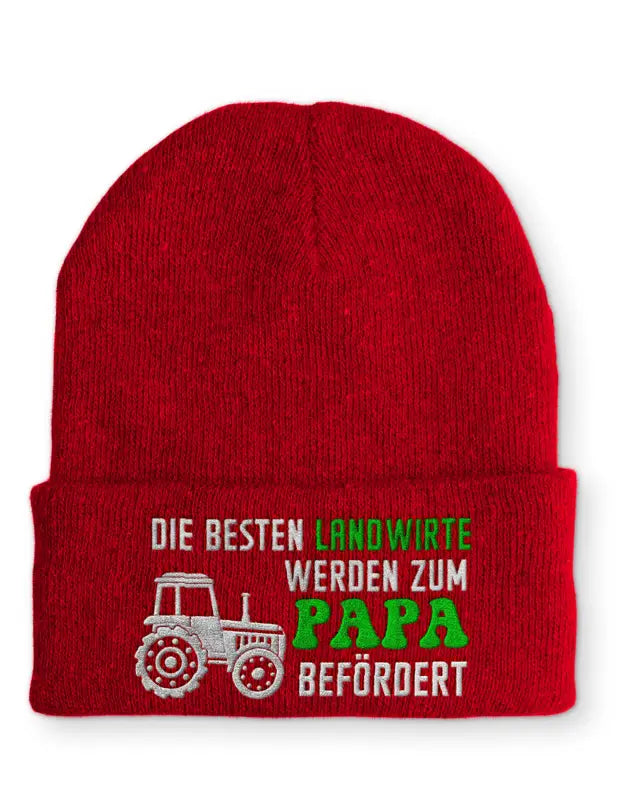 
                      
                        Die besten Landwirte werden zum Papa befördert Statement Beanie Mütze mit Spruch - Rot
                      
                    