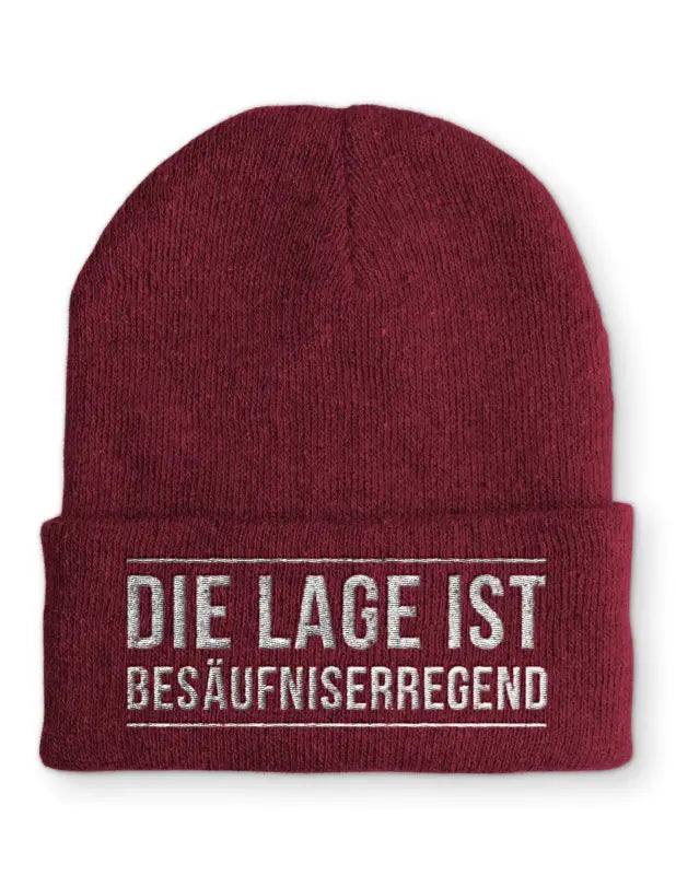 
                      
                        Die Lage ist Besäufniserregend Wintermütze Spruchmütze Beanie perfekt für kalte Jahreszeit - Bordeaux
                      
                    