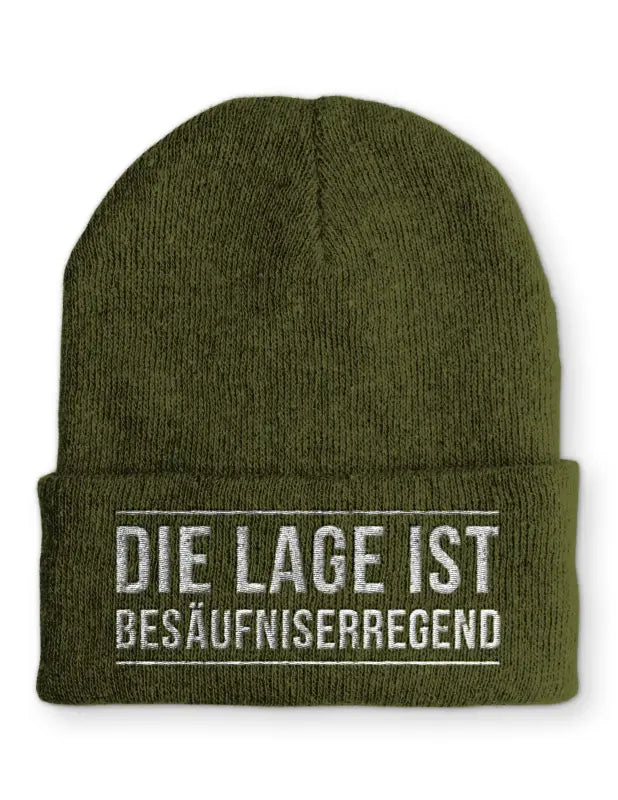 
                      
                        Die Lage ist Besäufniserregend Wintermütze Spruchmütze Beanie perfekt für kalte Jahreszeit - Olive
                      
                    