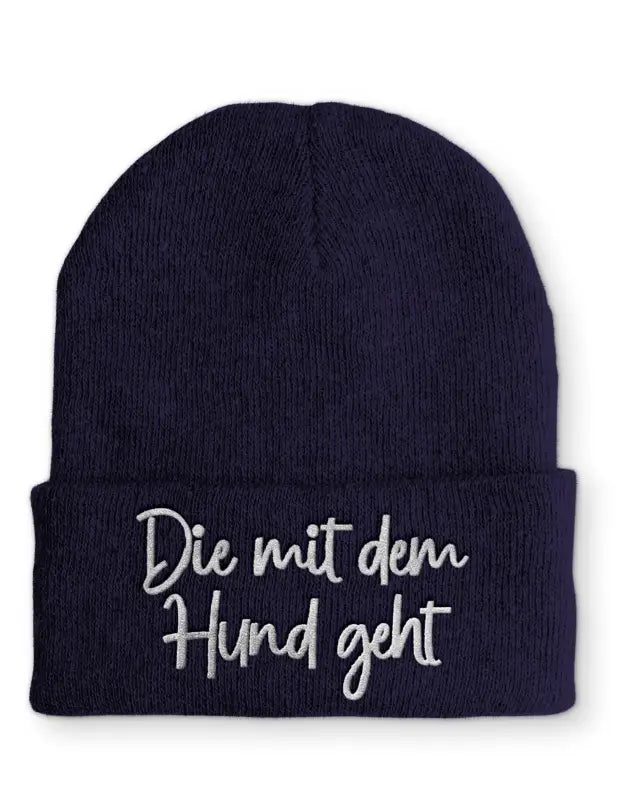 
                      
                        Die mit dem Hund geht Statement Beanie Mütze Spruch - Navy
                      
                    