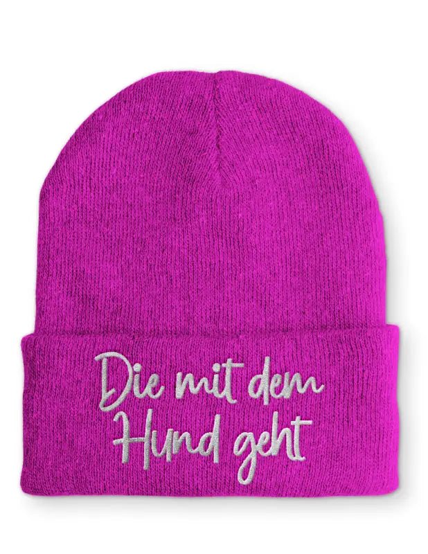 Die mit dem Hund geht Statement Beanie Mütze mit Spruch - tshirtladen - Mütze