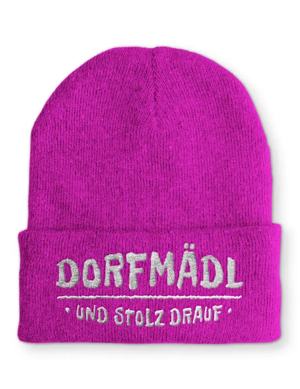 Dorfmädel Wintermütze Spruchmütze Beanie perfekt für die kalte Jahreszeit - Pink