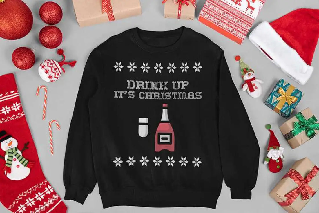 drink up its christmas Ugly Christmassweater