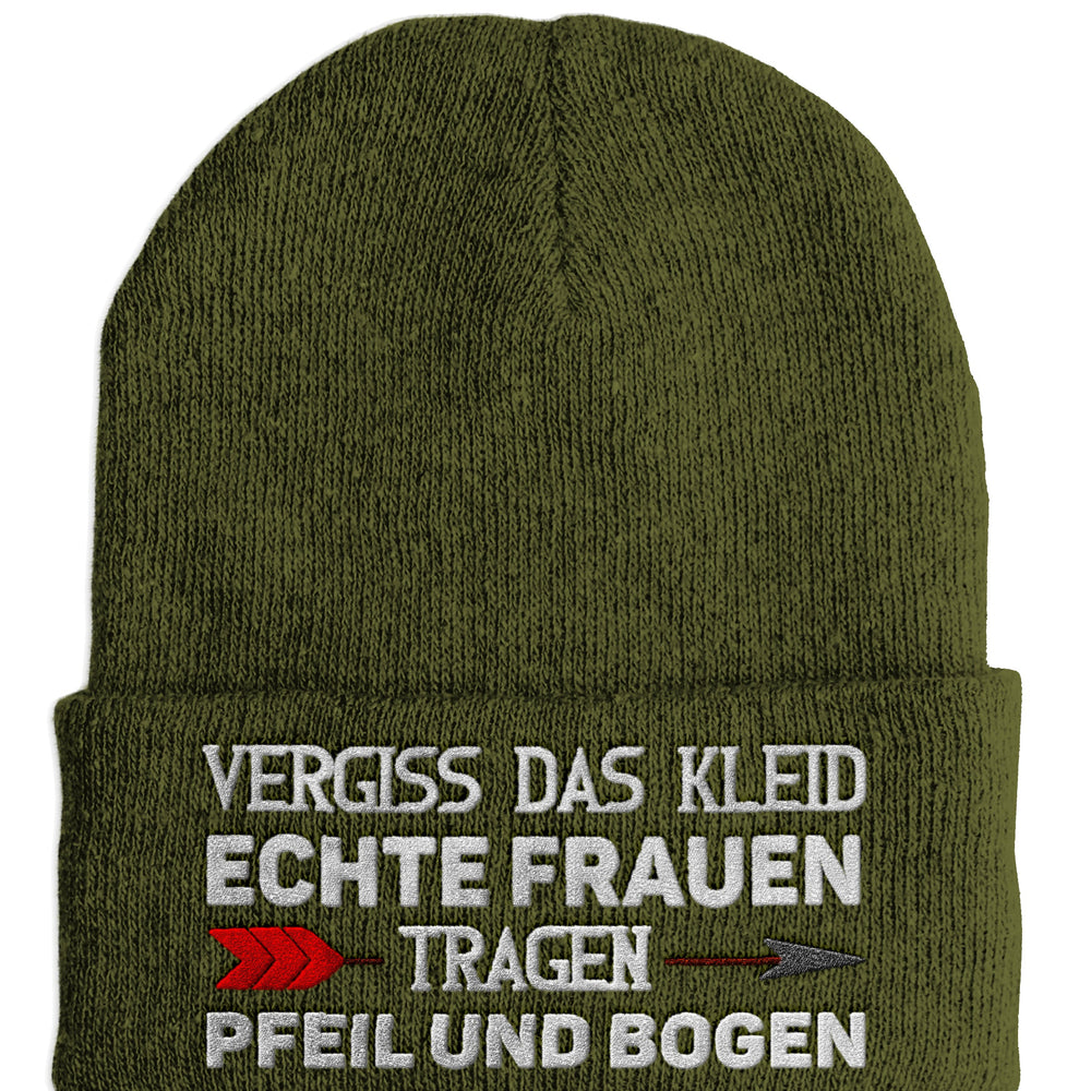 
                  
                    Echte Frauen tragen Pfeil und Bogen - Beanie - Mütze mit Spruch - Olive - Mütze
                  
                