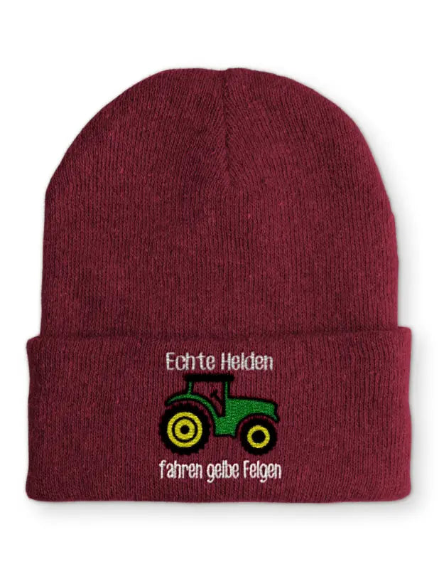 
                      
                        Echte Helden fahren gelbe Felgen Wintermütze Spruchmütze Beanie perfekt für die kalte Jahreszeit - Bordeaux
                      
                    