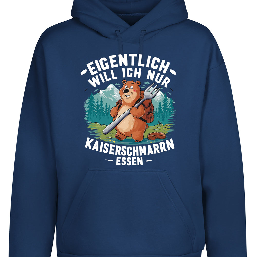 
                      
                        Eigentlich will ich nur Kaiserschmarrn Hoodie Kapuzenpullover Unisex - tshirtladen
                      
                    