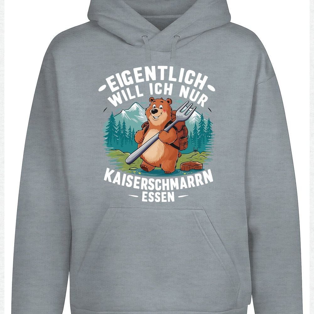 
                      
                        Eigentlich will ich nur Kaiserschmarrn Hoodie Kapuzenpullover Unisex - tshirtladen
                      
                    