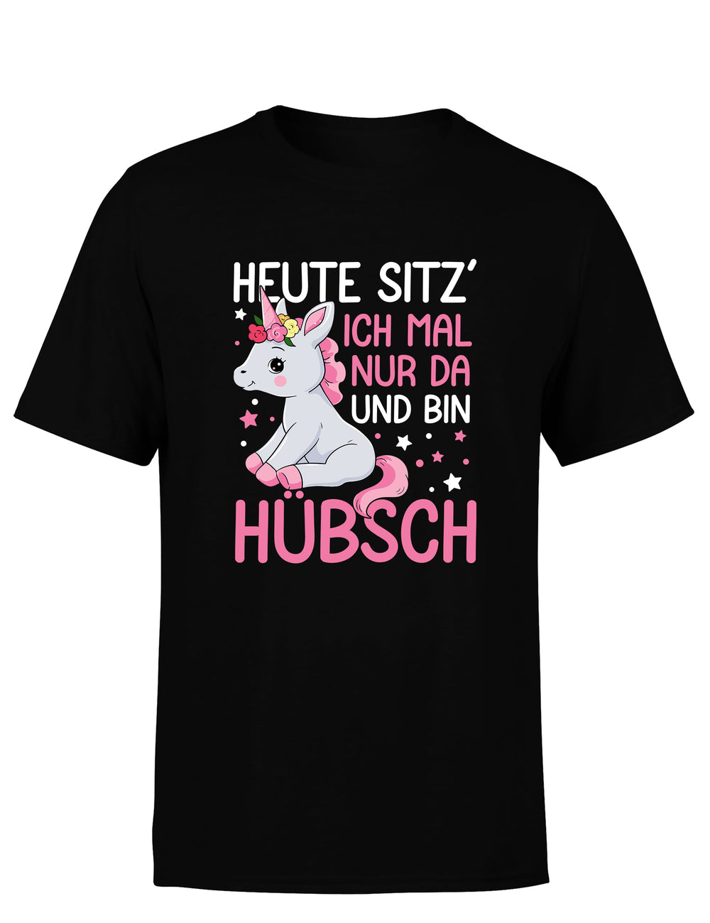 Einhörner heute sitz´ ich mal nur da und bin hübsch Herren T-Shirt - S / Schwarz - T-Shirt