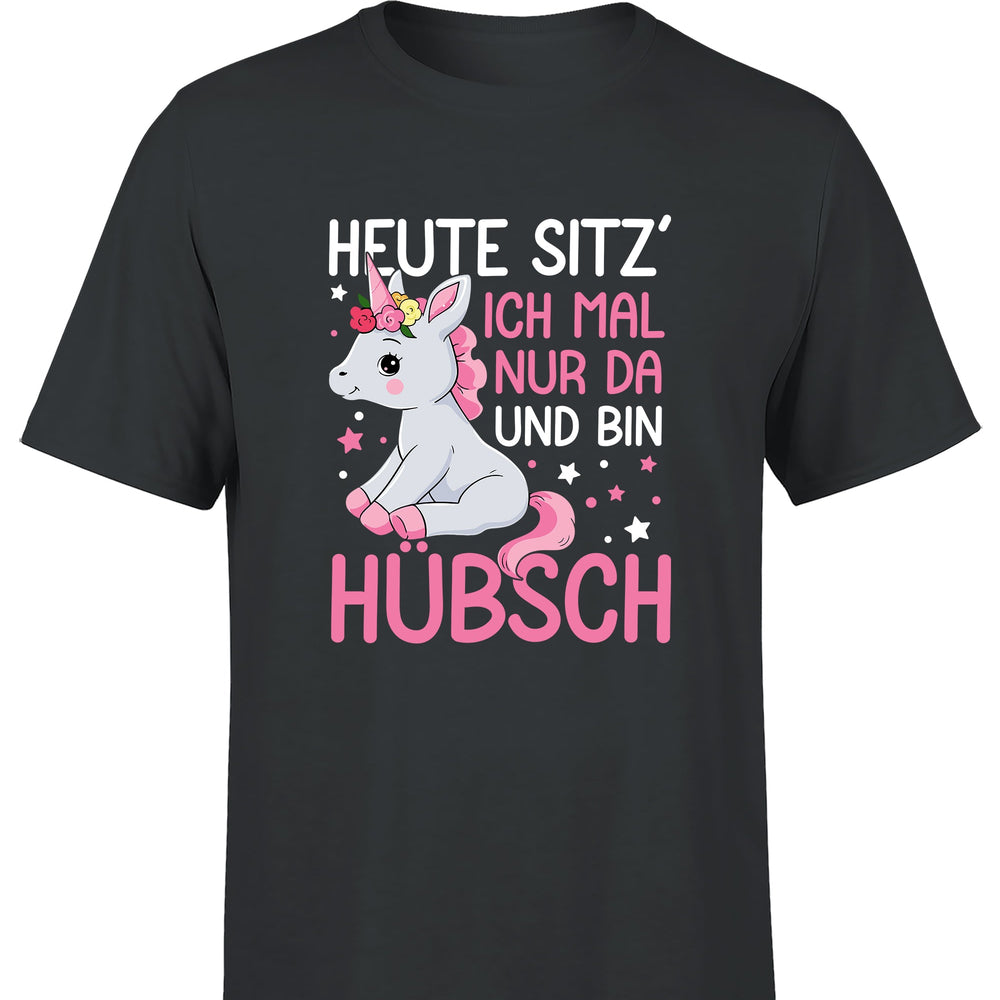 Einhörner heute sitz´ ich mal nur da und bin hübsch Herren T-Shirt - S / Dunkelgrau - T-Shirt