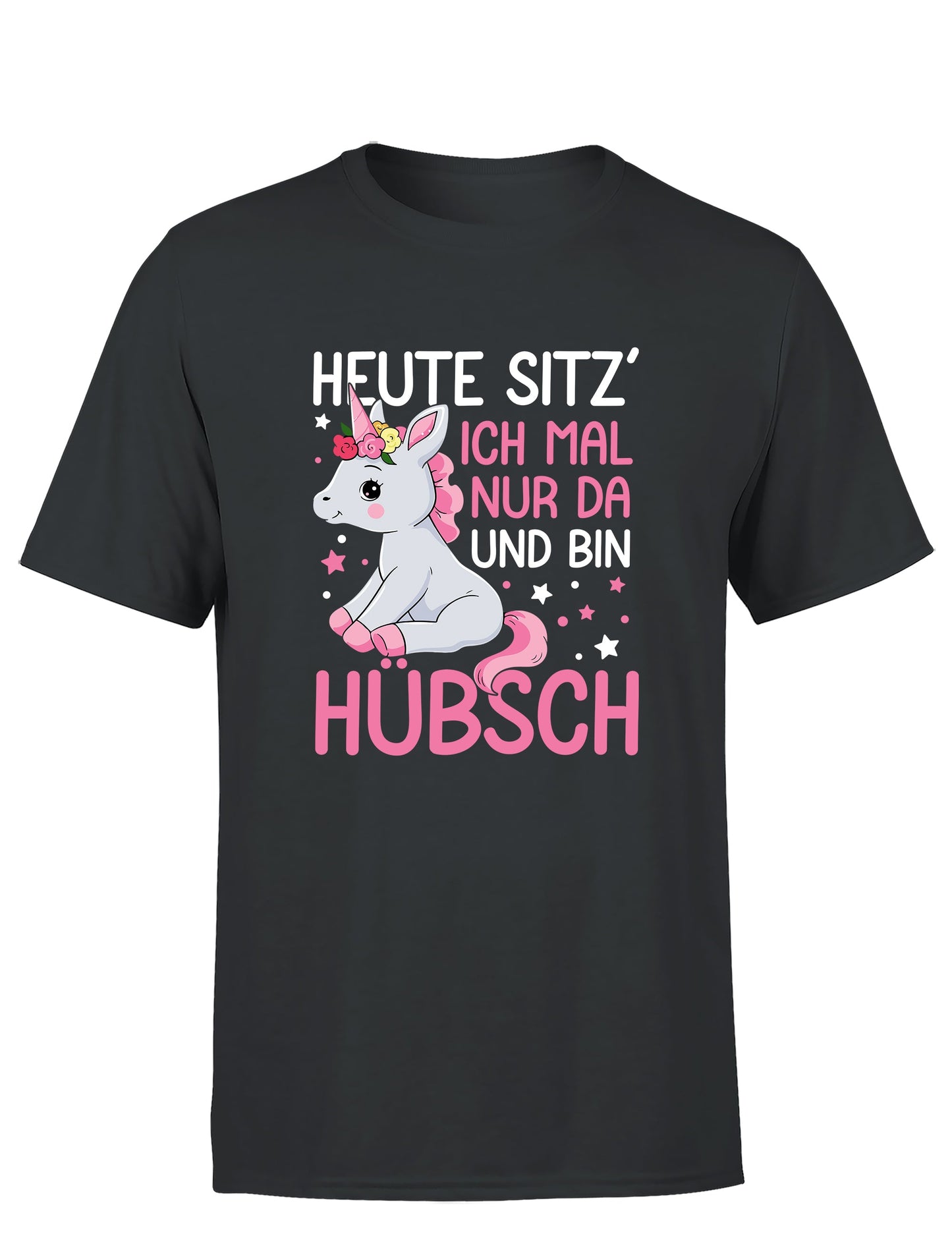 Einhörner heute sitz´ ich mal nur da und bin hübsch Herren T-Shirt - S / Dunkelgrau - T-Shirt