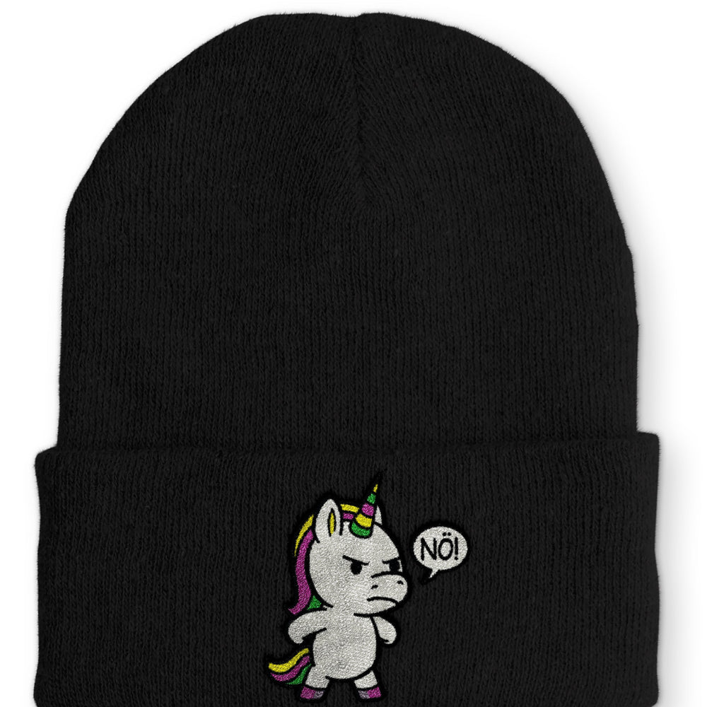 Einhorn Nö Beanie Mütze mit Spruch - Black - Mütze