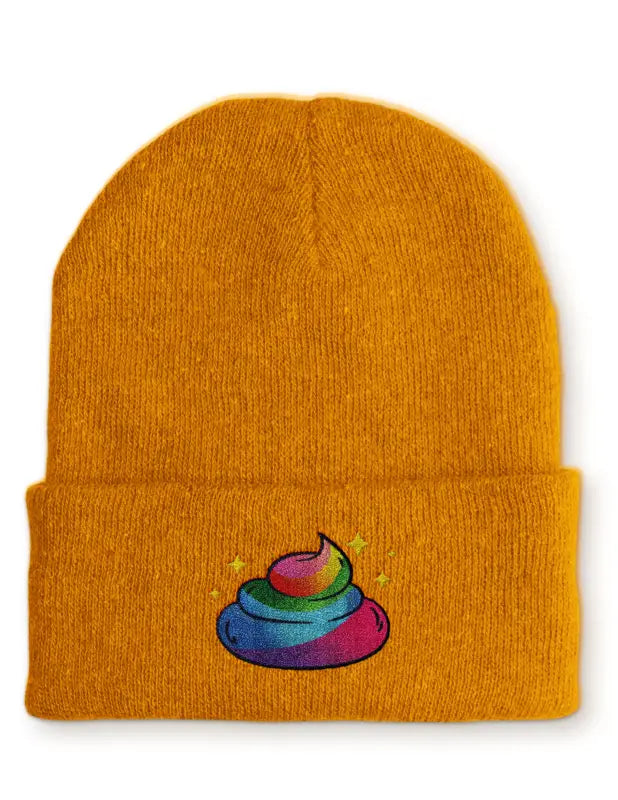Einhorn Poop Statement Beanie Mütze mit Spruch - Mustard