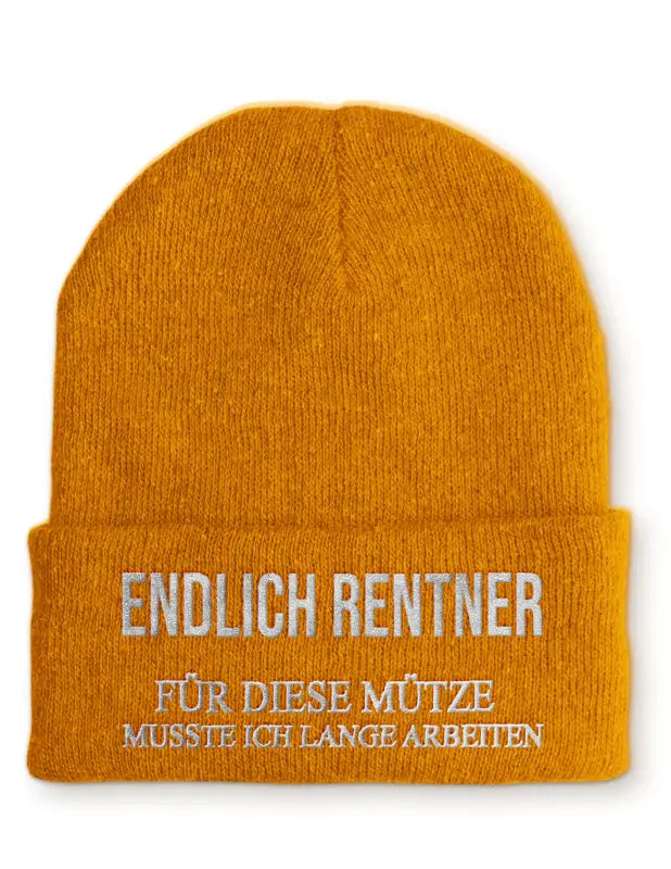 
                      
                        Endlich Rentner für diese Mütze muss ich lange arbeiten Statement Beanie mit Spruch - Mustard
                      
                    