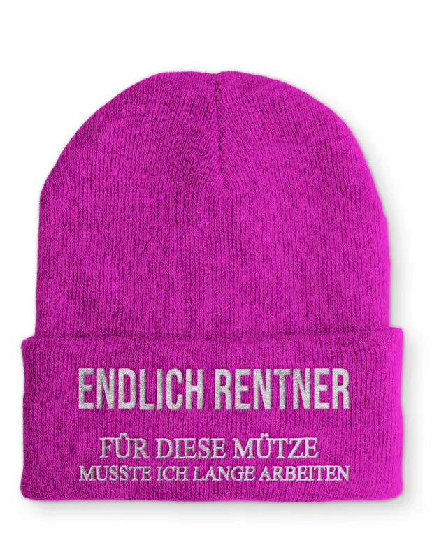 
                      
                        Endlich Rentner für diese Mütze muss ich lange arbeiten Statement Beanie mit Spruch - Pink
                      
                    