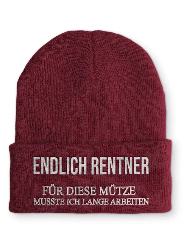 
                      
                        Endlich Rentner für diese Mütze muss ich lange arbeiten Statement Beanie mit Spruch - Bordeaux
                      
                    