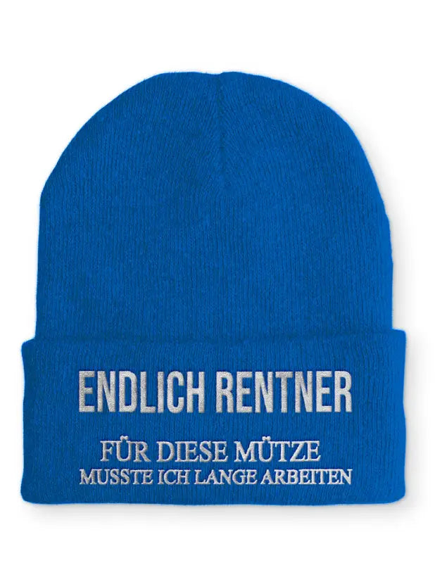 
                      
                        Endlich Rentner für diese Mütze muss ich lange arbeiten Statement Beanie mit Spruch - Royal
                      
                    