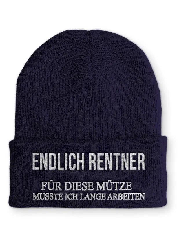 
                      
                        Endlich Rentner für diese Mütze muss ich lange arbeiten Statement Beanie mit Spruch - Navy
                      
                    