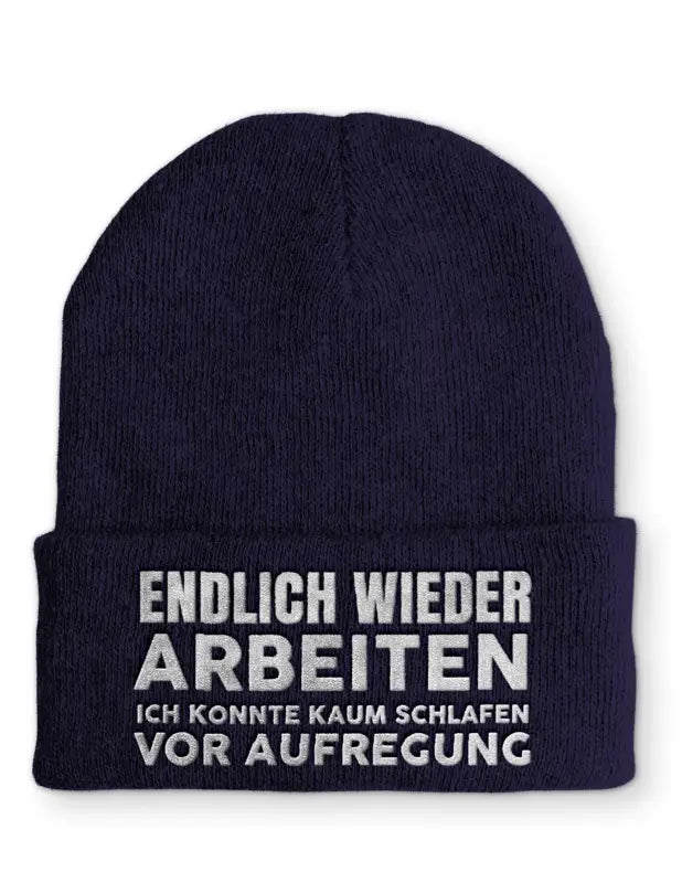 
                      
                        Endlich wieder arbeiten ich konnte kaum schlafen vor Aufregung Statement Beanie Mütze mit Spruch - Navy
                      
                    