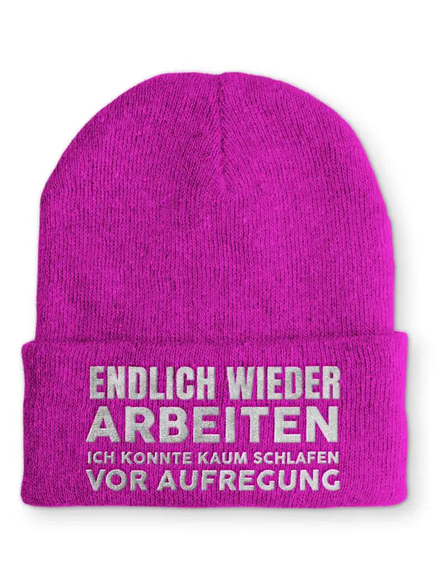 
                      
                        Endlich wieder arbeiten ich konnte kaum schlafen vor Aufregung Statement Beanie Mütze mit Spruch - Pink
                      
                    