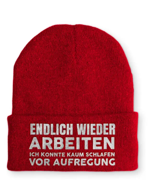 
                      
                        Endlich wieder arbeiten ich konnte kaum schlafen vor Aufregung Statement Beanie Mütze mit Spruch - Rot
                      
                    