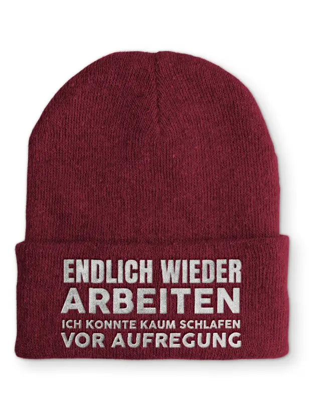 
                      
                        Endlich wieder arbeiten ich konnte kaum schlafen vor Aufregung Statement Beanie Mütze mit Spruch - Bordeaux
                      
                    