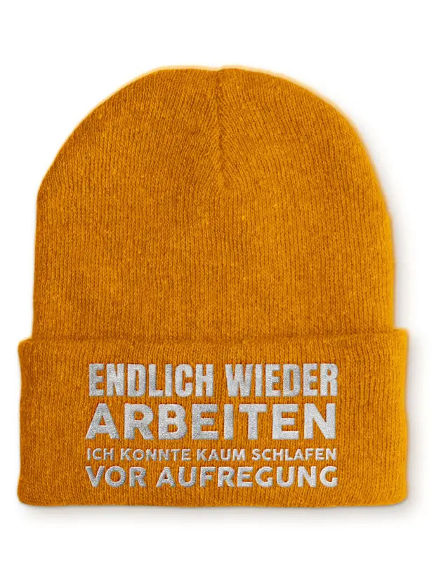 
                      
                        Endlich wieder arbeiten ich konnte kaum schlafen vor Aufregung Statement Beanie Mütze mit Spruch - Mustard
                      
                    