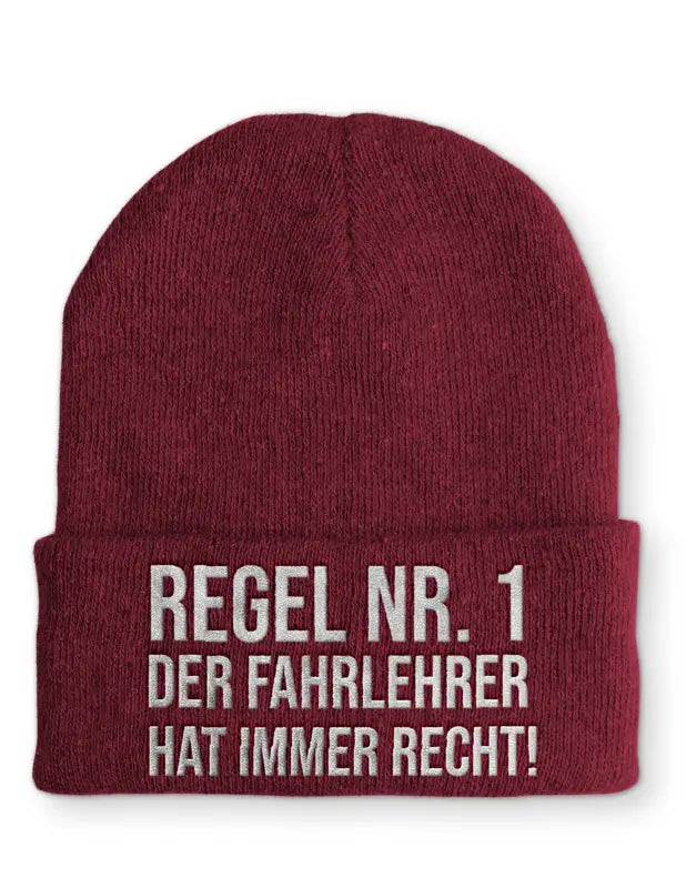 
                      
                        Fahrlehrer Statement Beanie Mütze mit Spruch - Bordeaux
                      
                    