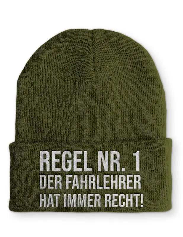 
                      
                        Fahrlehrer Statement Beanie Mütze mit Spruch - Olive
                      
                    