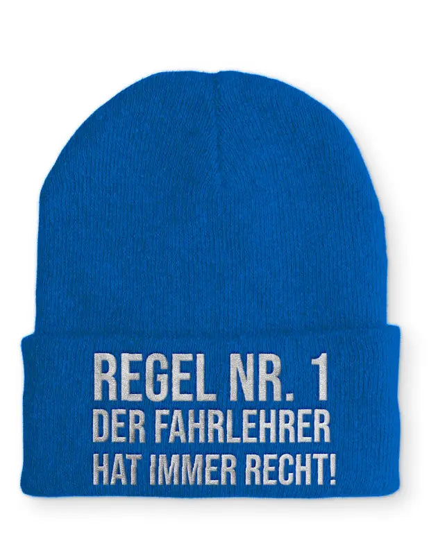 
                      
                        Fahrlehrer Statement Beanie Mütze mit Spruch - Royal
                      
                    