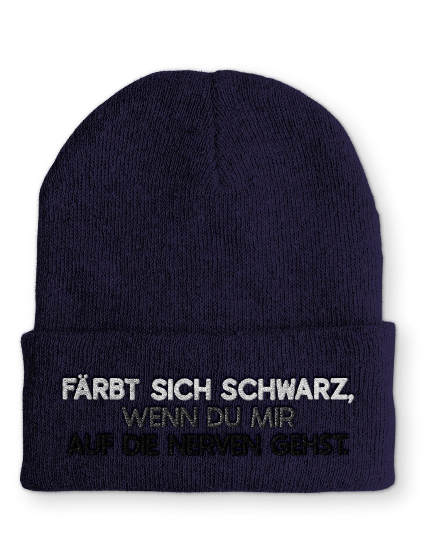 Färbt sich schwarz, wenn du mir auf die Nerven gehst. Statement Beanie Mütze mit Spruch - tshirtladen - Mütze